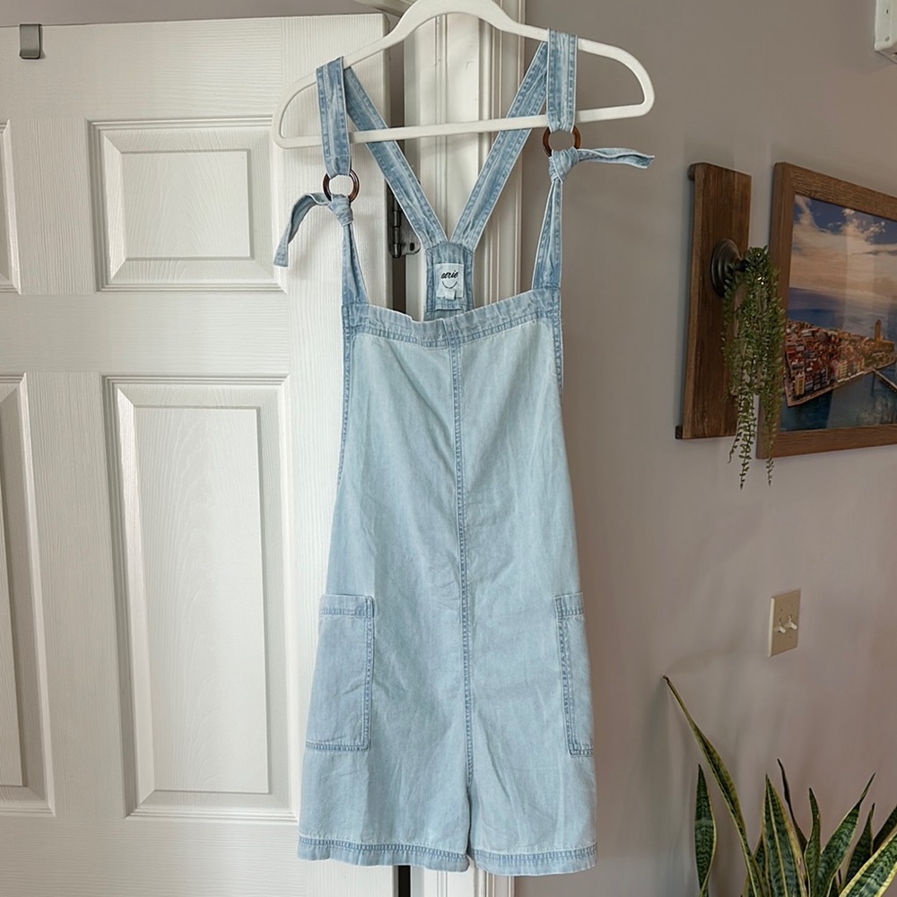 Aerie Light Blue Denim Overalls